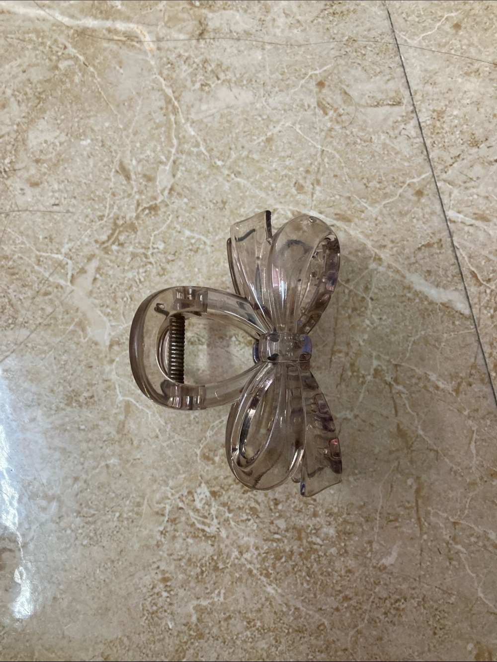 Clear Taupe Bow Hair Clip for Women